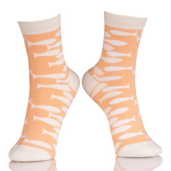 Animal Pattern Girls Tube Socks With Orange Fish