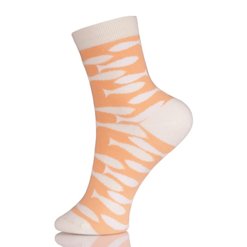 Animal Pattern Girls Tube Socks With Orange Fish
