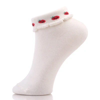 White Plain Cotton Socks Ankle For girls