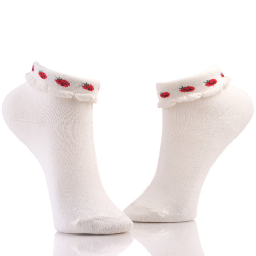 White Plain Cotton Socks Ankle For girls