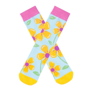Womens Colorful Dress Crew Socks Flower Funky Patterned Casual Cotton Socks