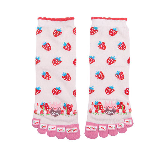 Cute Strawberry Custom Yoga Pilates Latex Toe Socks