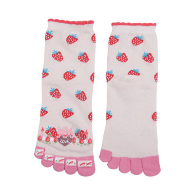 Cute Strawberry Custom Yoga Pilates Latex Toe Socks