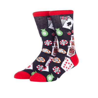 Colorful Design Youth Hip Hop Funny Street Poker Cards Pattern sweat-Absorbent Socks