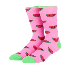 Eco-friendly Summer Pink Watermelon Crew Custom Logo Soft Socks Men