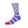 Navy Blue Long Knitting Point And Stripe Socks For Women