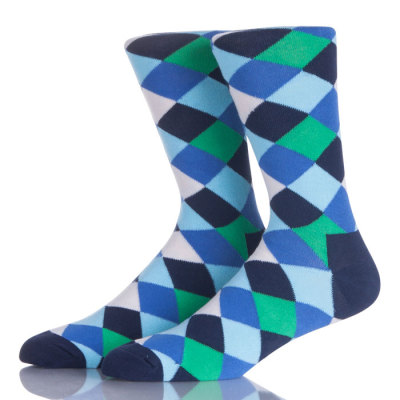 Colorful Mens Socks Anti-Skid Comfortable Rhombus Cotton Socks
