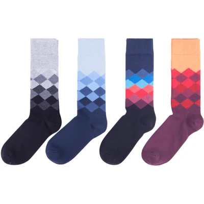 10 Pack Colorful Rhombus Ankle Socks Casual Cozy Crew Socks For Men