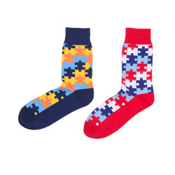 Bulk Wholesale Custom Colorful Classic Puzzle Pattern Fun Socks