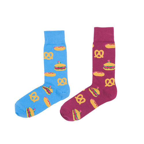 New Creative Designer Hamburger Fries Hot Dog Pattern Cotton School Socks Man