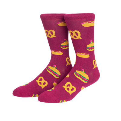 New Creative Designer Hamburger Fries Hot Dog Pattern Cotton School Socks Man