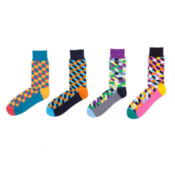 Hot Selling Fancy Crazy Color Knitting Novelty Crew Socks For Men