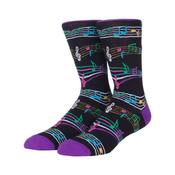 Custom Jacquard Colored Musical Notes Tabs Pattern Sheer Crew Socks Printing