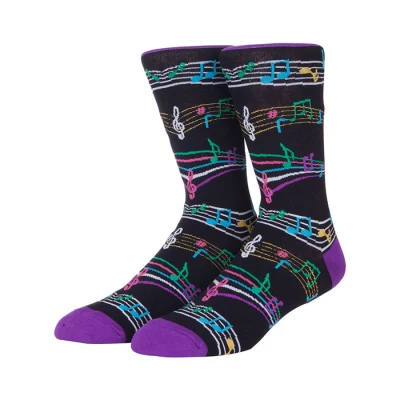 Custom Jacquard Colored Musical Notes Tabs Pattern Sheer Crew Socks Printing
