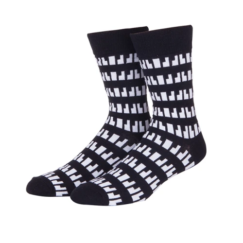 2019 Fashion Crew Print Black And White Key Pattern Crazy Music Funky Socks Art