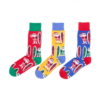Winter Custom Santa Claus Pattern Logo Christmas Festival Socks