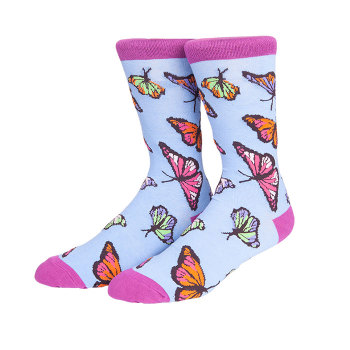 Colorful Butterfly Custom Cotton Sock/Comfortable Soft Socks/Funny Socks Men