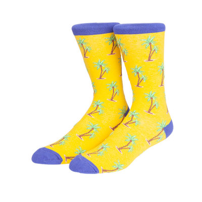 2019 Popular Coconut Tree Pattern Korean Funny Colored Socks Men