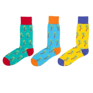 Bright color Beach Coconut Tree Fruit Socks Custom Logo Cotton Crew Socks