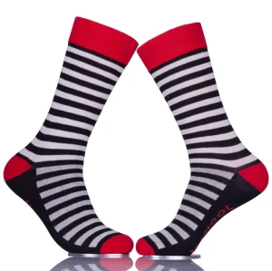 Black And White Striped Fun Mens Dress Ankle Socks