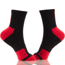 Sexy Basketball Elite Cotton Black Red Heel Men Socks