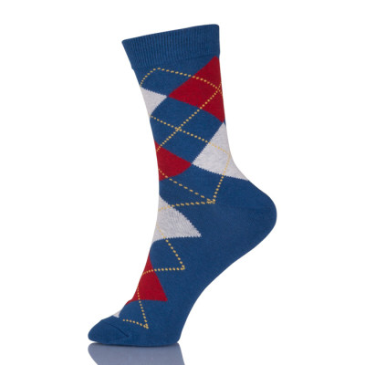 Men Summer Combed Cotton Socks Casual Plaid Design Funny Socks