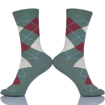 Men Summer Combed Cotton Socks Casual Plaid Design Funny Socks