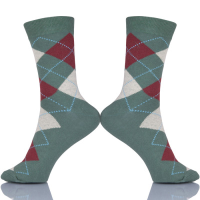 Men Summer Combed Cotton Socks Casual Plaid Design Funny Socks