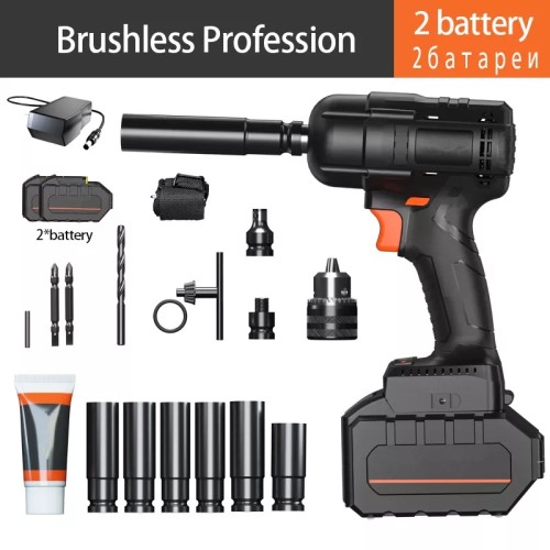 Electric Rechargeable Power Wrench Portable Brushless Torque Wrench Truck Power Tools Cordless Impact Power Wrench