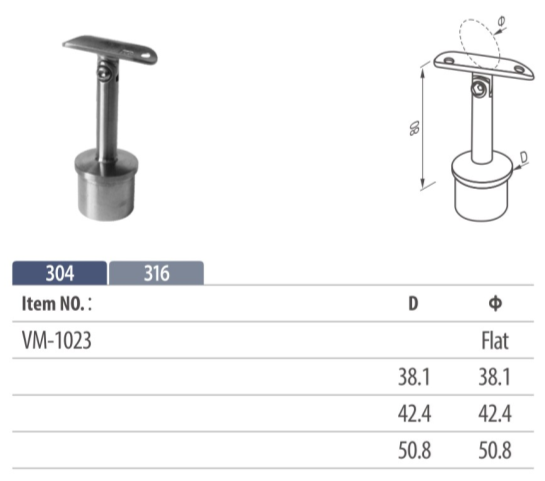 adjuable handrail saddle mounting on balustrading for tubular top rail