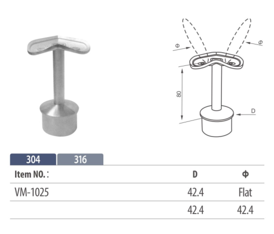 stainless steel handrail saddle with a 90 degree curved fixing mount, suitable for railing corners