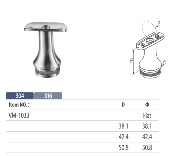 fixed handrail saddle mounting on balustrading for tubular top rail