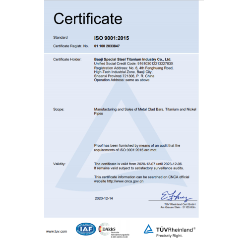 ISO 9001:2015 quality certification system certificate