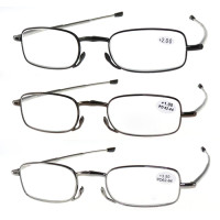 Metal folding reading glasses with case