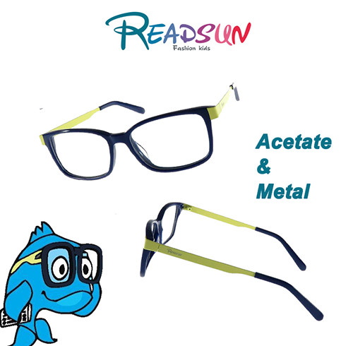 Teenager acetate optical frame with metal temple