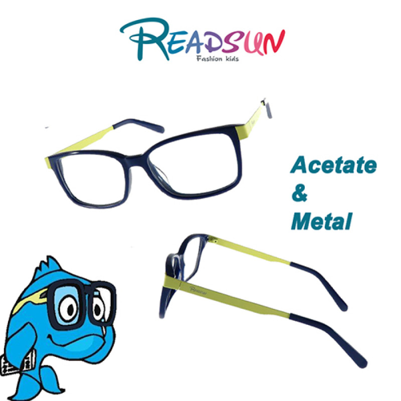 Teenager acetate optical frame with metal temple