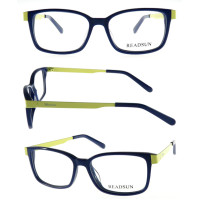 Teenager acetate optical frame with metal temple