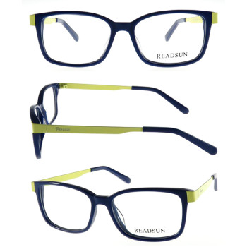 Teenager acetate optical frame with metal temple