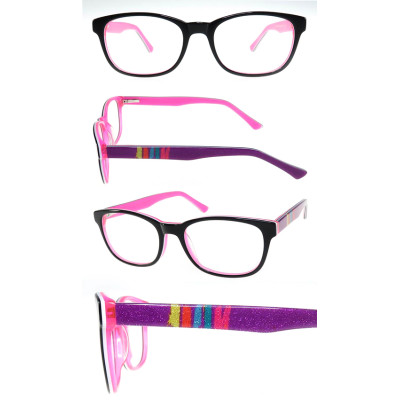 Teenager acetate optical frame with colorful temple Support customization 16K121A