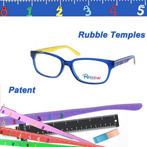 Teenager acetate optical frame with rubble temple
