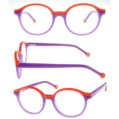 Teenager acetate optical frame with  color joint 16K091A