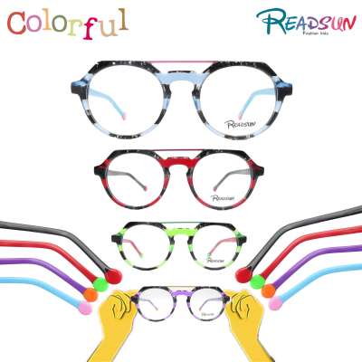 2024 New Double bar vintage acetate frames for teenager,fashion Optic Glasses Support customization