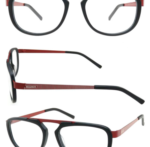 Original design fashion acetate optical frame with metal temple