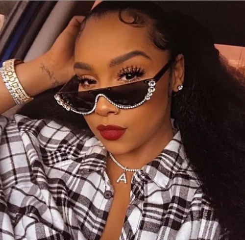 2023 High Quality Brand Designer Custom UV400 Fashion Women Half Frame Gafas De Sol Diamond Bling Sunglasses