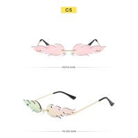 2020 Fashion Fire Flame Custom Logo Women Rimless Trendy Sunglasses