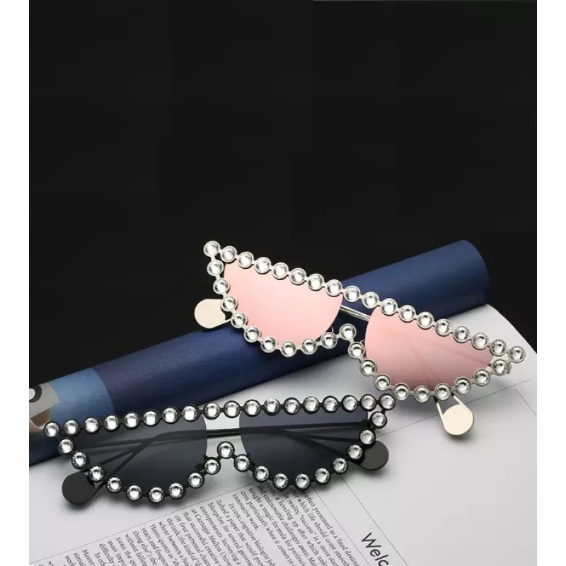 Newest 2020 Jewelry Vintage Designer Fashion Trendy Half Bling Diamond Rhinestone Shades Womens Sunglasses