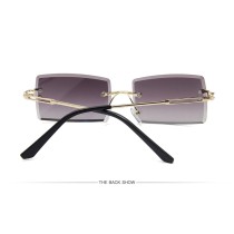New Trendy Small Size Rectangle Frameless Women Men Ocean Lens Metal Sunglasses