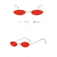 Oval Brand Black Red Metal Color Fashion Designer Lunette Small Framed Vintage Retro Sunglasses