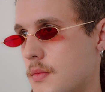 Oval Brand Black Red Metal Color Fashion Designer Lunette Small Framed Vintage Retro Sunglasses