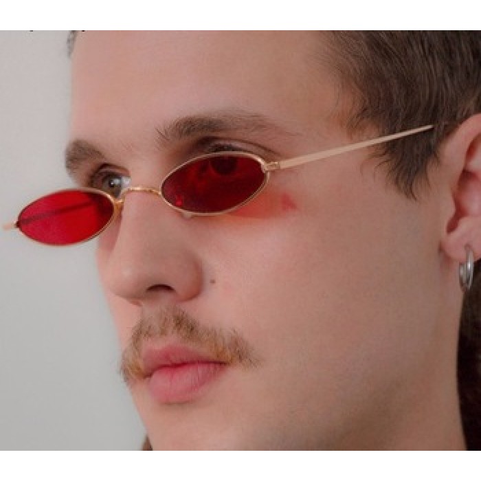 Oval Brand Black Red Metal Color Fashion Designer Lunette Small Framed Vintage Retro Sunglasses